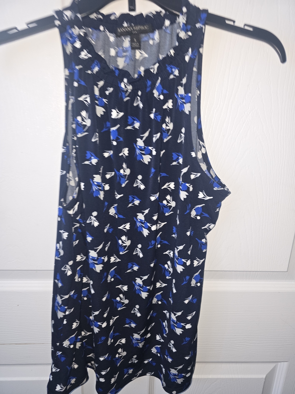 Banana Republic Navy Blue and Royal Blue Floral Top